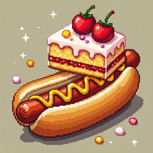 Hot dog combined with a cake
