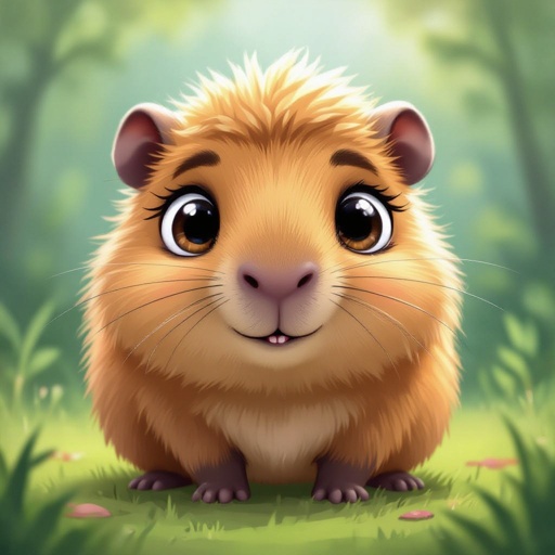 Un capibara tenero con gli occhioni dolci stile cartone