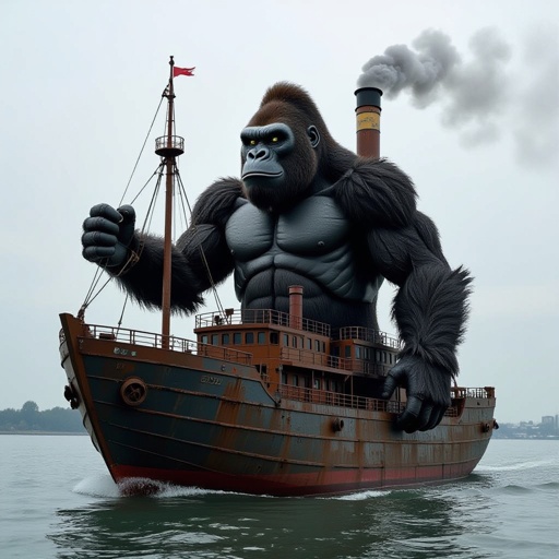 Gorilla con il corpo dí una nave