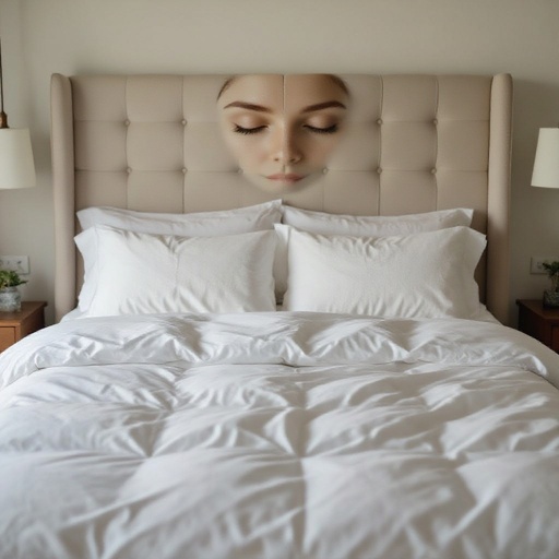 A bed mixed with a human face