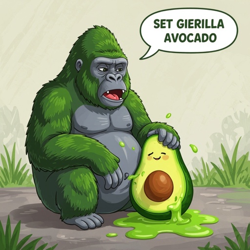 Un gorilla avocado che fa la pipì