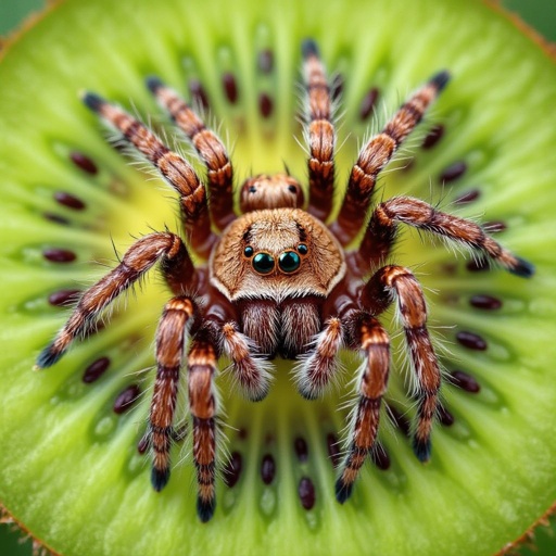 A spider mixed with a kiwi