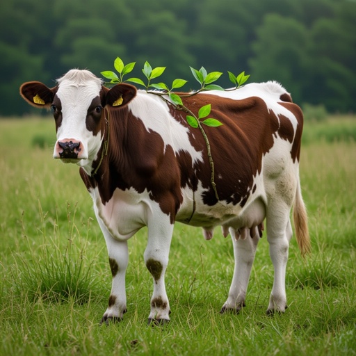 A cow mixed with a tree