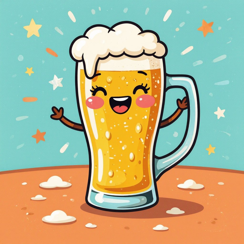 Dancing beer Glass with face