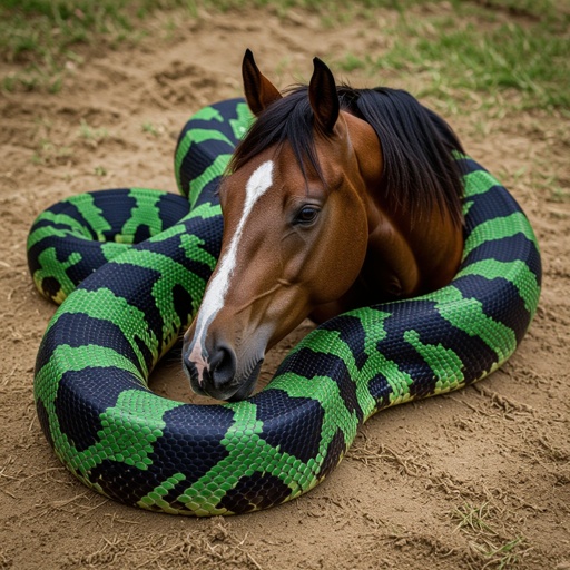 Un serpente con la testa di un cavallo