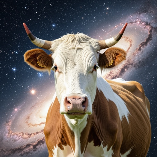 Saturn cow head in space