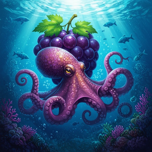 Octopus and  a grape mixed together