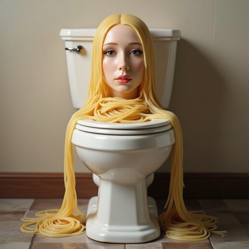 Toilet with spaghetti and a face