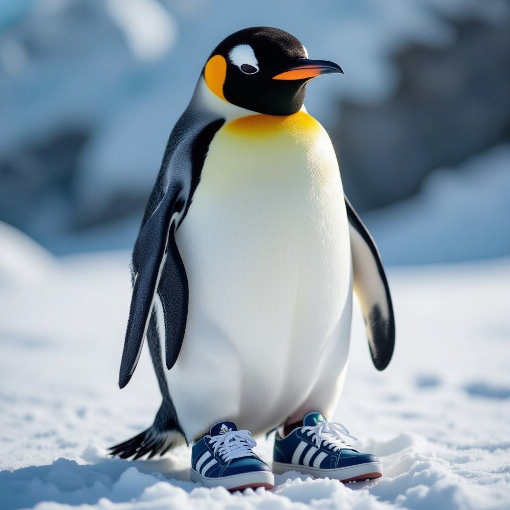 Penguin with Adidas shoes penleele palala
