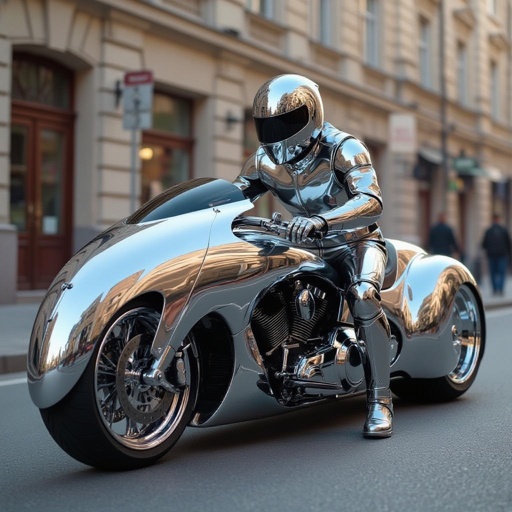 Una persona mitad coche mitad moto