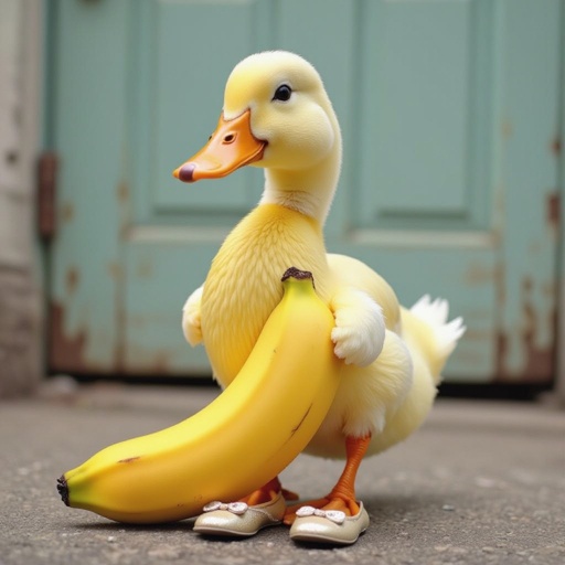 Banana with duck head and human feet