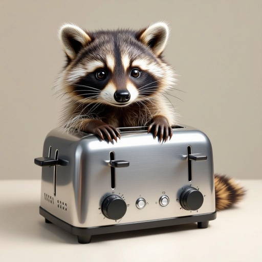 A raccoon in a toaster