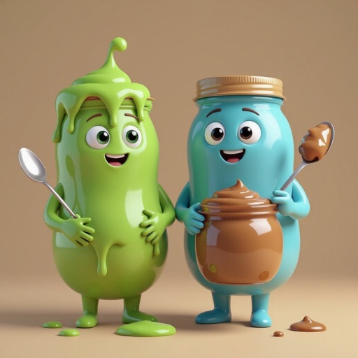 Slime and pudding in a 2 jars character