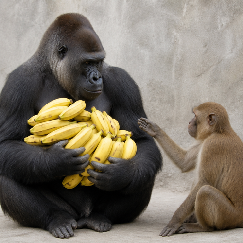 Do a brainrot who is a gorilla and he has too much bananas with her. And a little monkey wants too!
