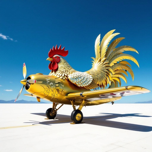 Um galo avião dourado