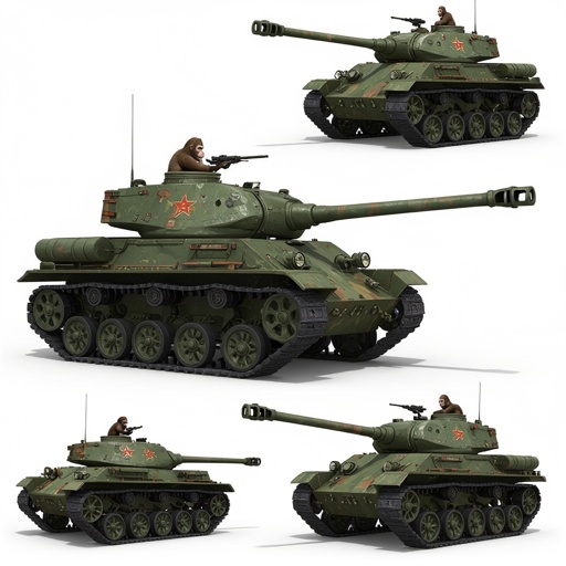 Um tanque de guerra macaco