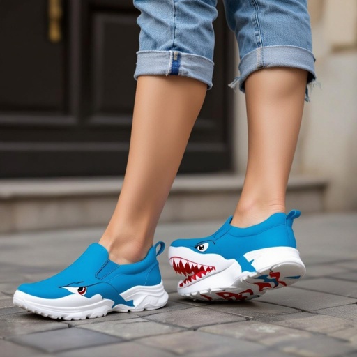 Shark 3 human leg wear 2 blue shoes