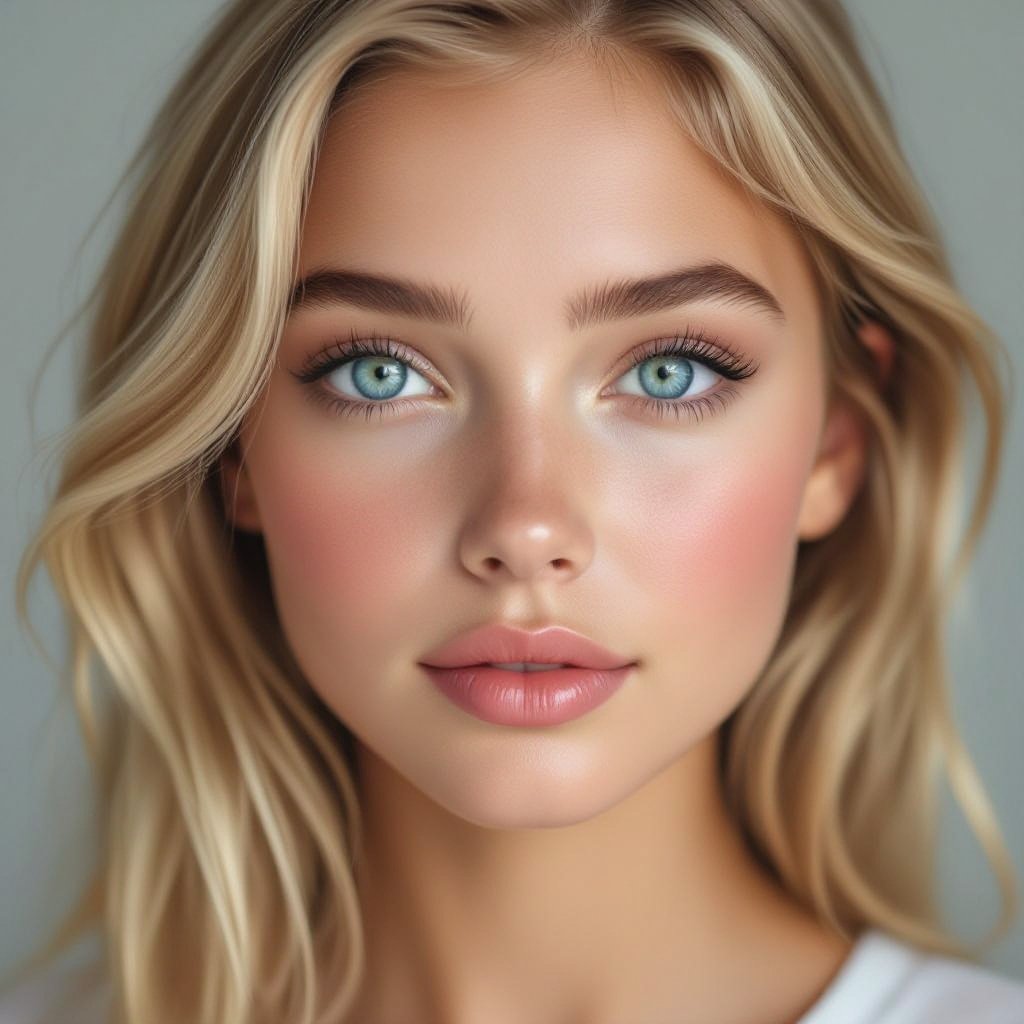 A girl with blond hair blue eyes