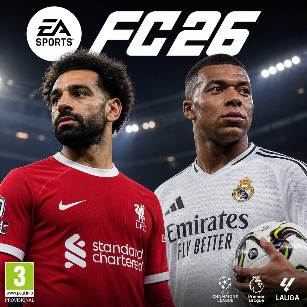 Mo Salah and mbappe on a FC26 cover