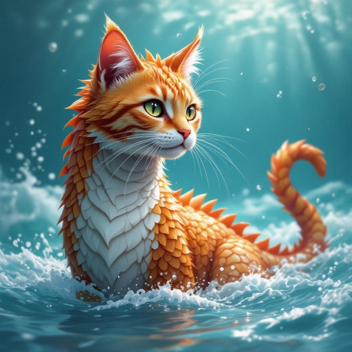 Un gatto drago nel mare