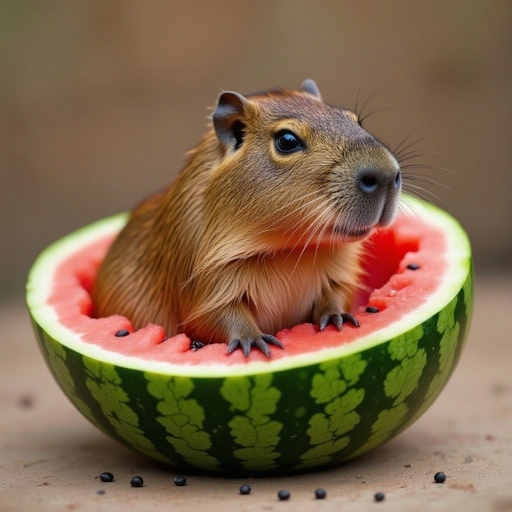 A Capybara in a watermelon