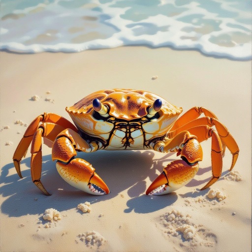 Pumking Crab and with cute eyes and he is in the beatch