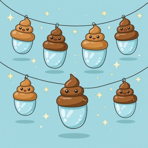 A garland with poop and glass