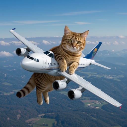 Un gatto fuso a un aereo