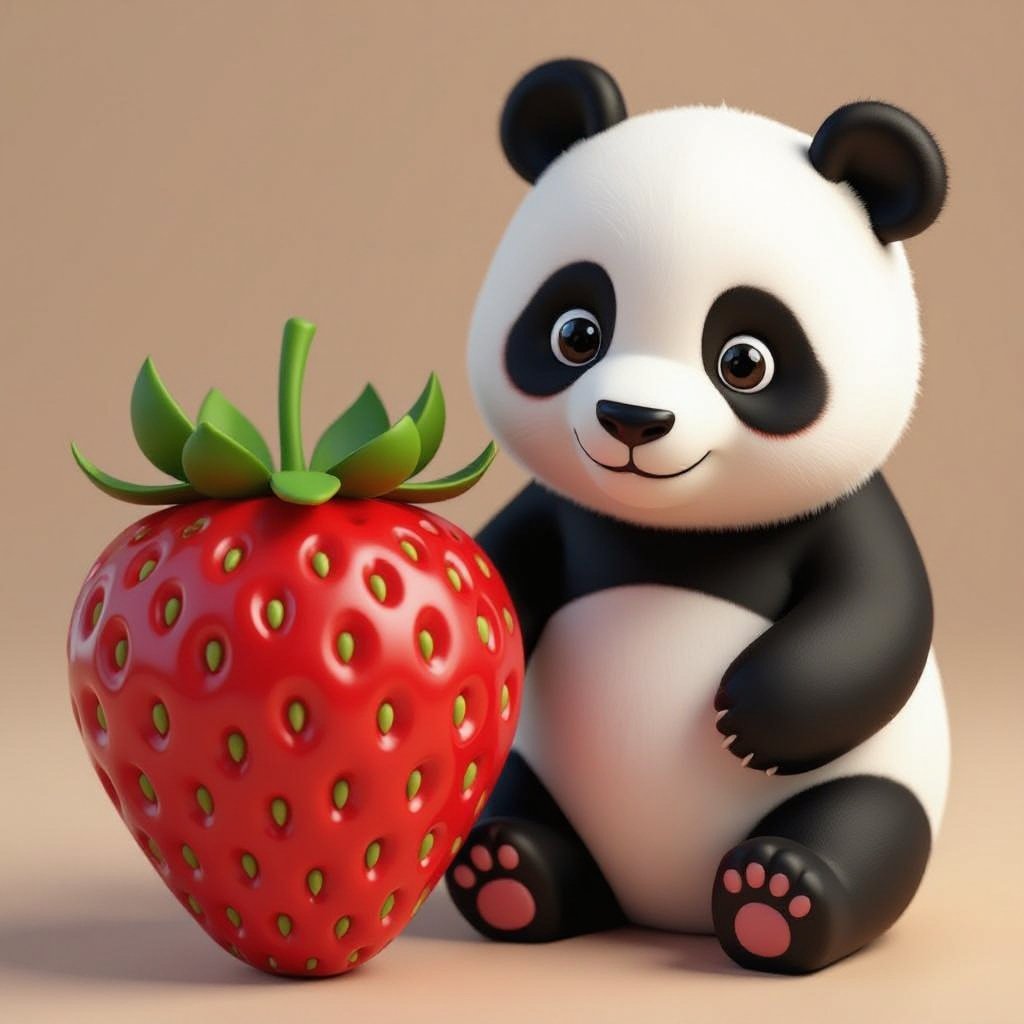 Make a strawberry and panda combined 