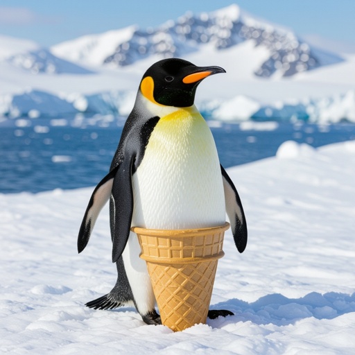 Un pinguino gelato in un cono