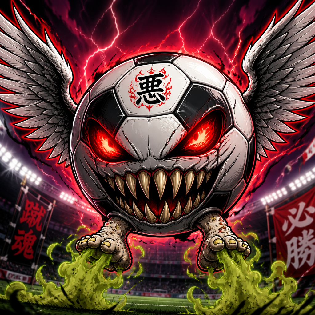 A soccer ball with wings that is dangerous and he has stinky feet