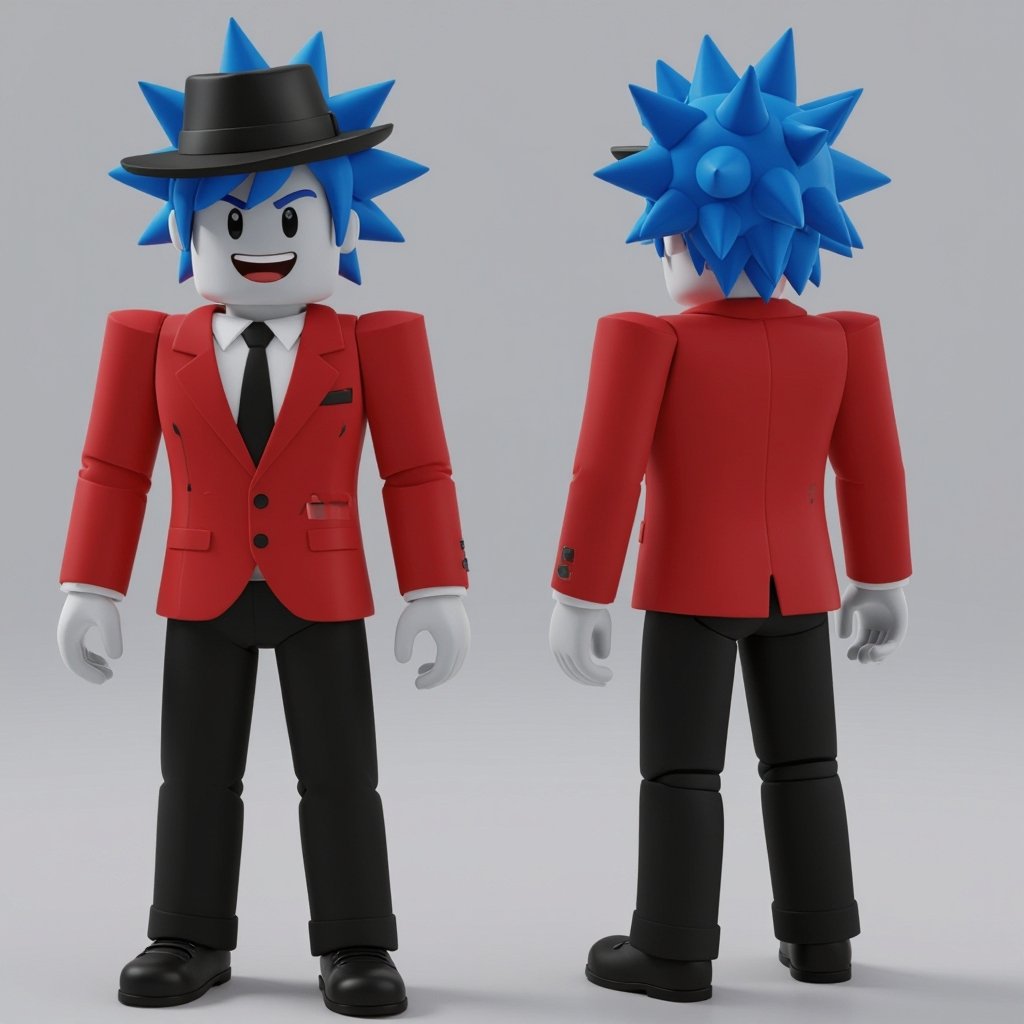 Mr YonicO he wears blue hair handsome red suit and black pants and gray skin and black hat he loves his friends and family but he broke all rules in Roblox Roblox ban him but finally he stop he nice and kind so yeah