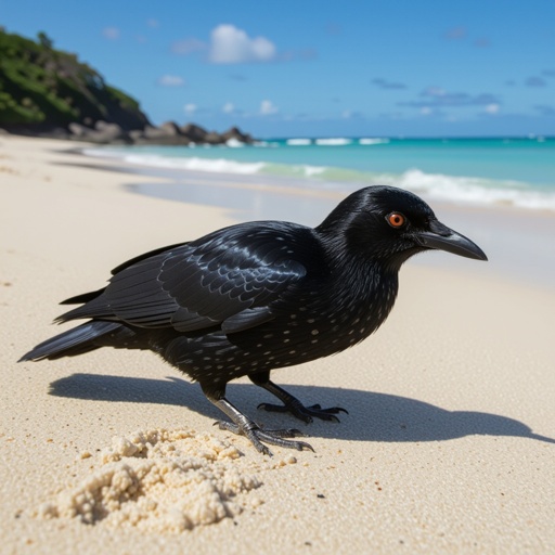 Crow kiwi fruit body in beach