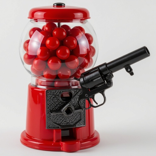 Gumball machine wite a gun