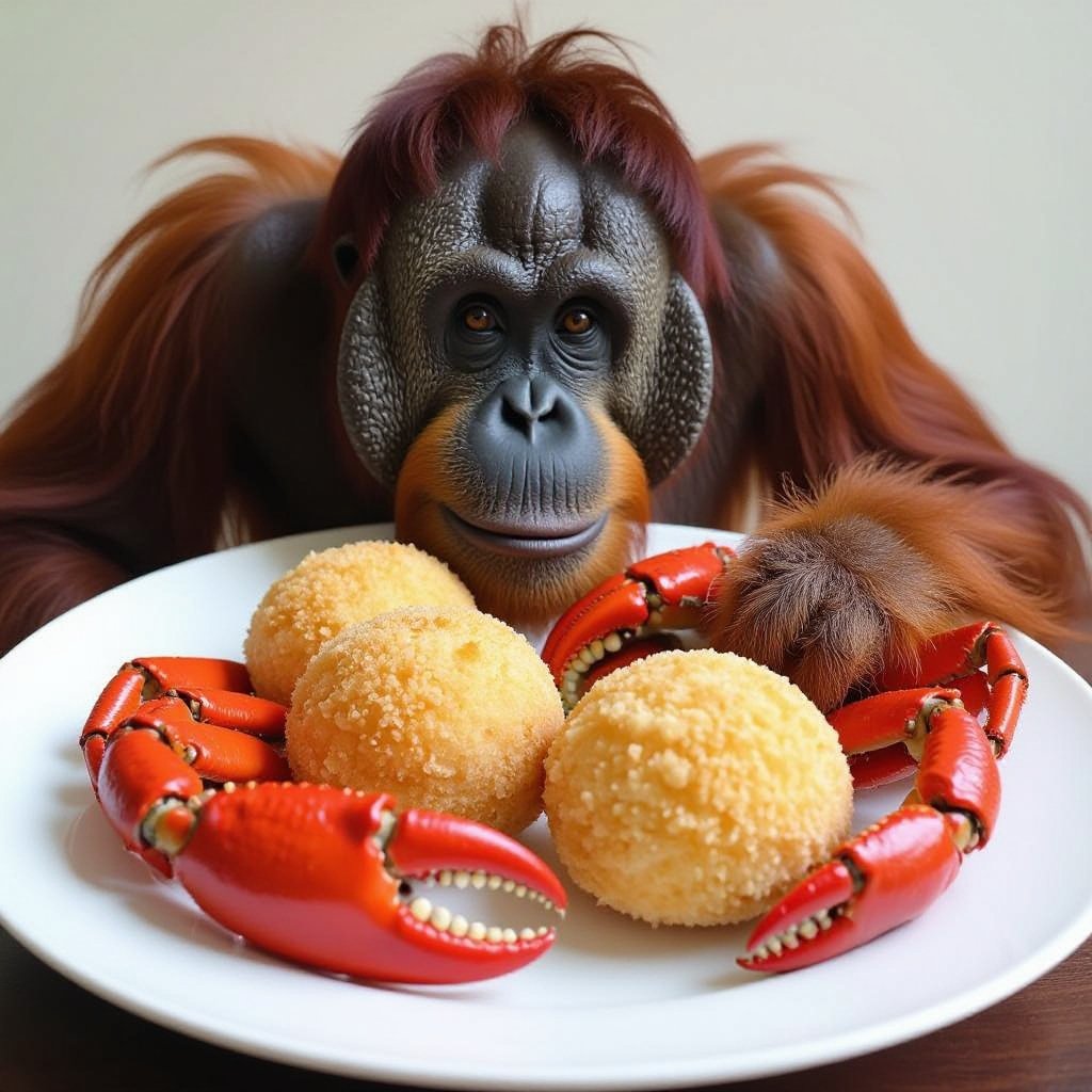 Bombombini gusini but with crab claws and the head of a orangatang
