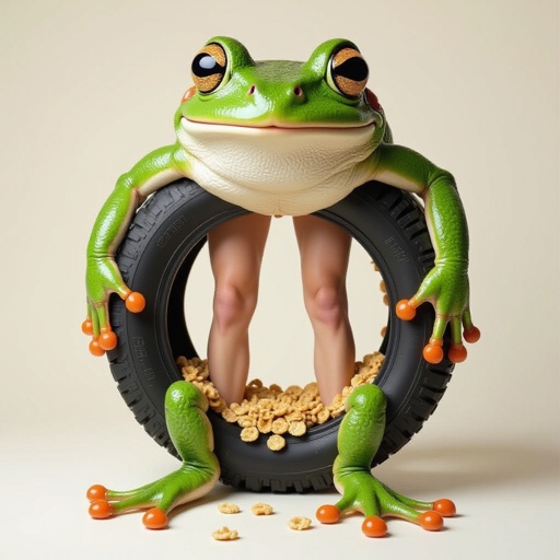 Frog tire body 2 human leg cereal box