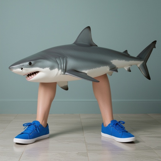 Shark 3 human leg wear 2 blue shoes