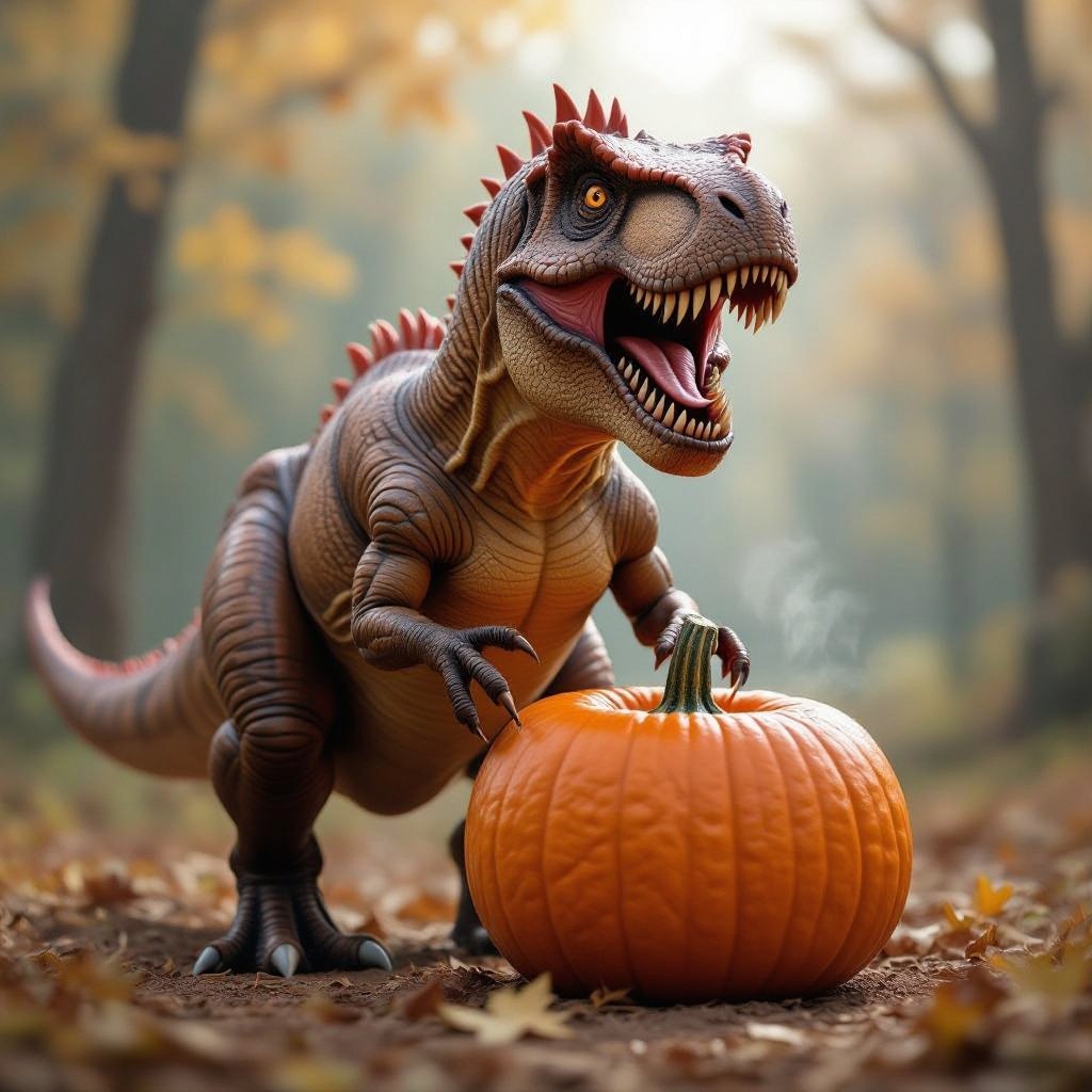 T-rex rosso cotto una zucca