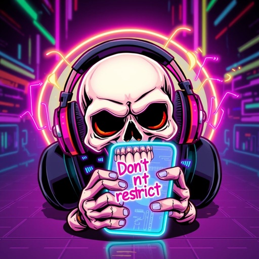 Make a skull while holding cellphone and saying don’t restrict it and on the cellphone it say’s don’t restrict and the audio is min min min min admin!!!