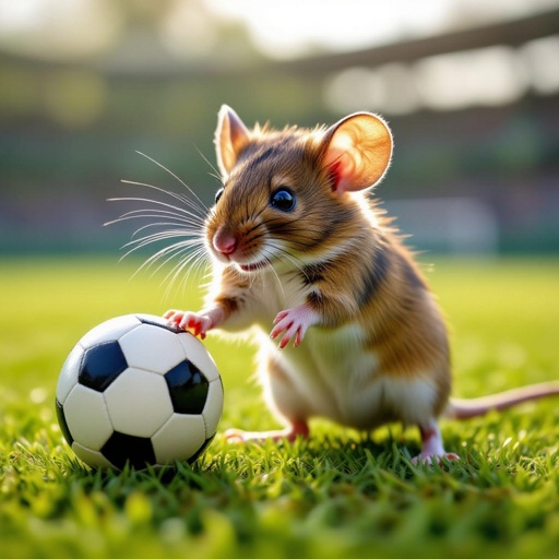 Mouse playing soccer