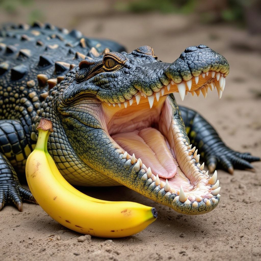 Crocodile plus a banana