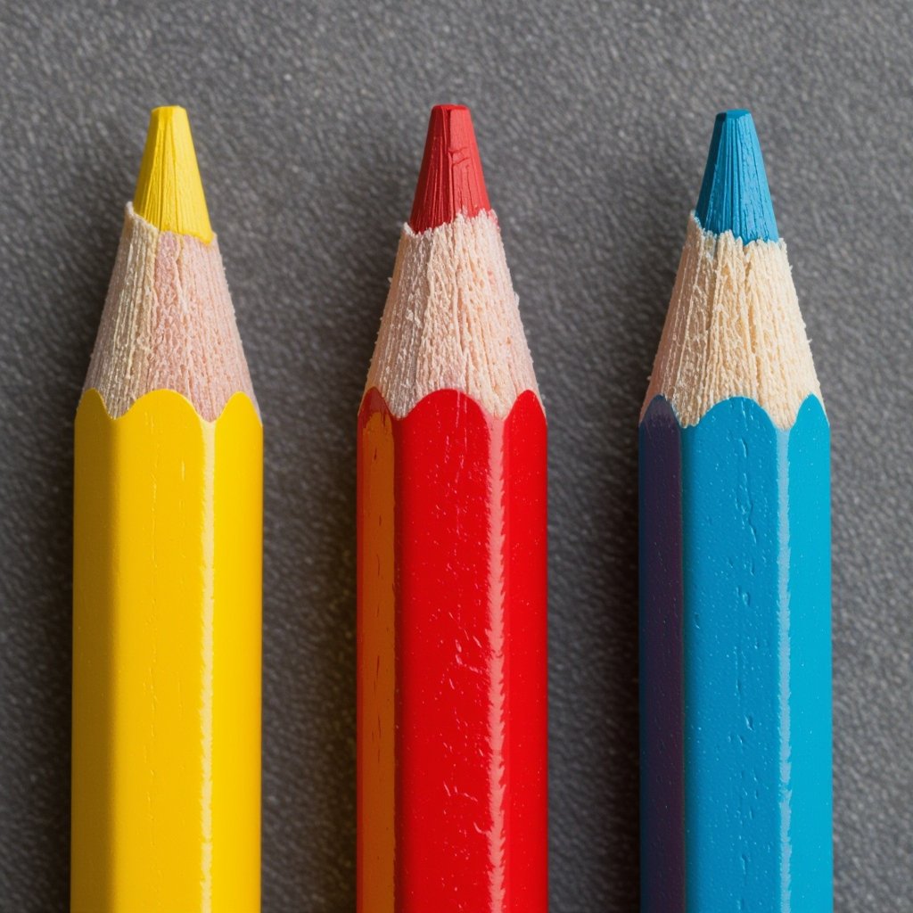 Drie potloden met gezicht