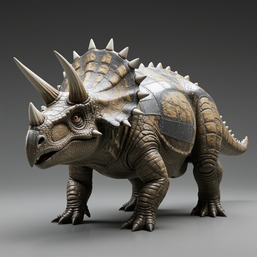 Un tricerapoto con il corpo di un aereo 