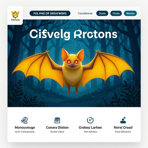 Yellow bat with yellow wings in a forest but the bat has led
