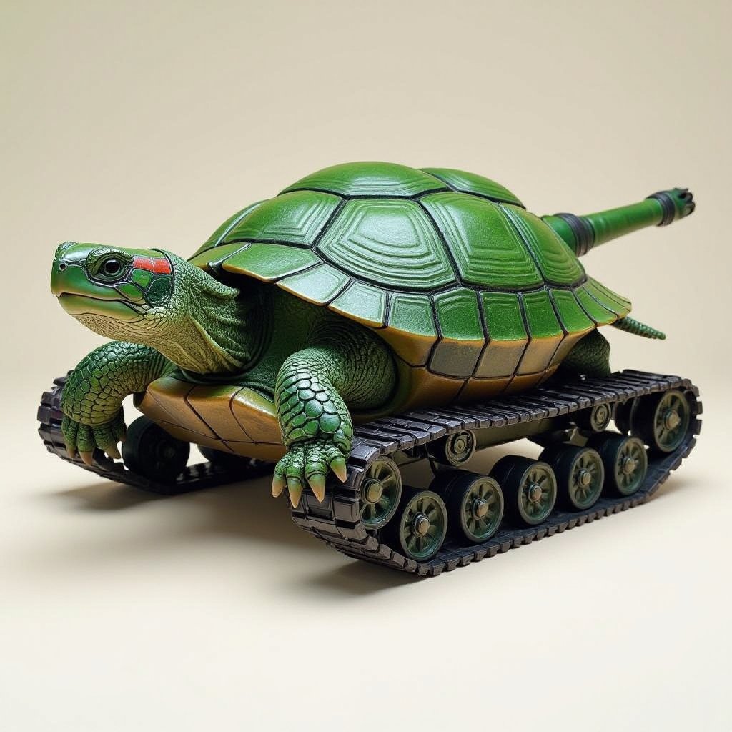 Una tartaruga fusa a un cararmato