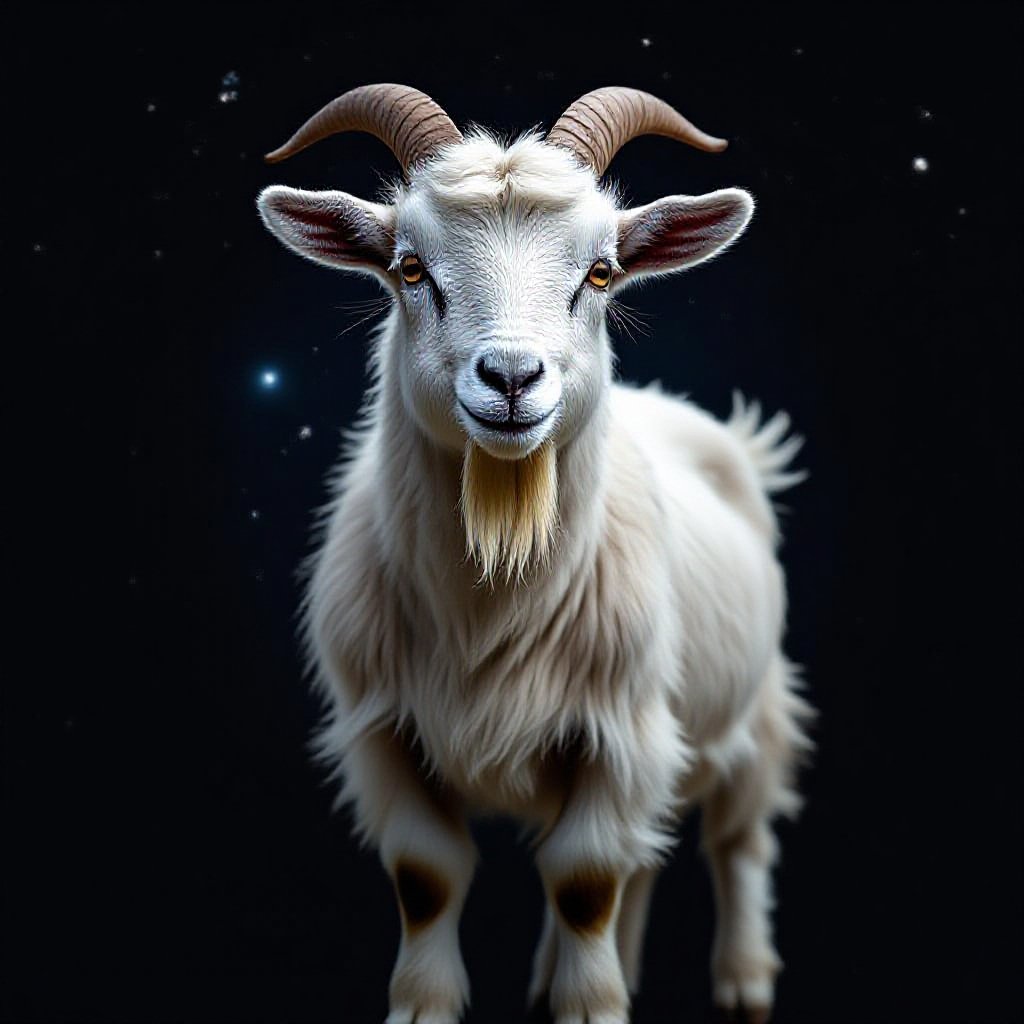 A goat as an earth showing its whole body in space