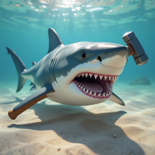 A shark with a hammer