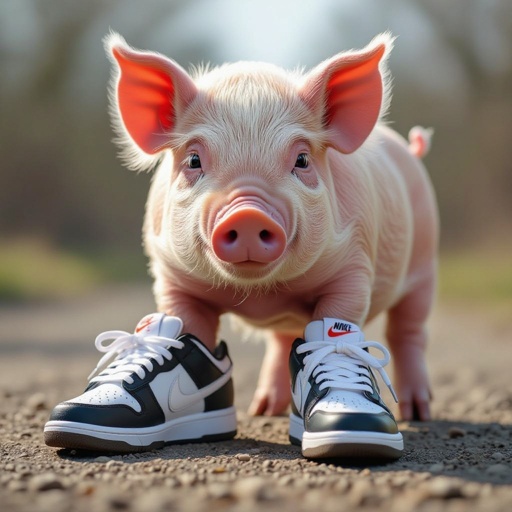 Pig in Nike shoes
