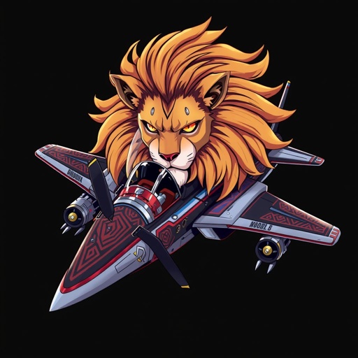 Airplane with lion for head