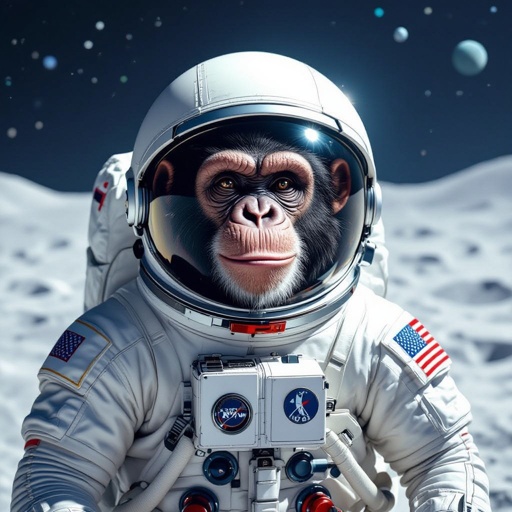 Haz un Brainrot que sea un chimpancé el la luna con un traje espacial